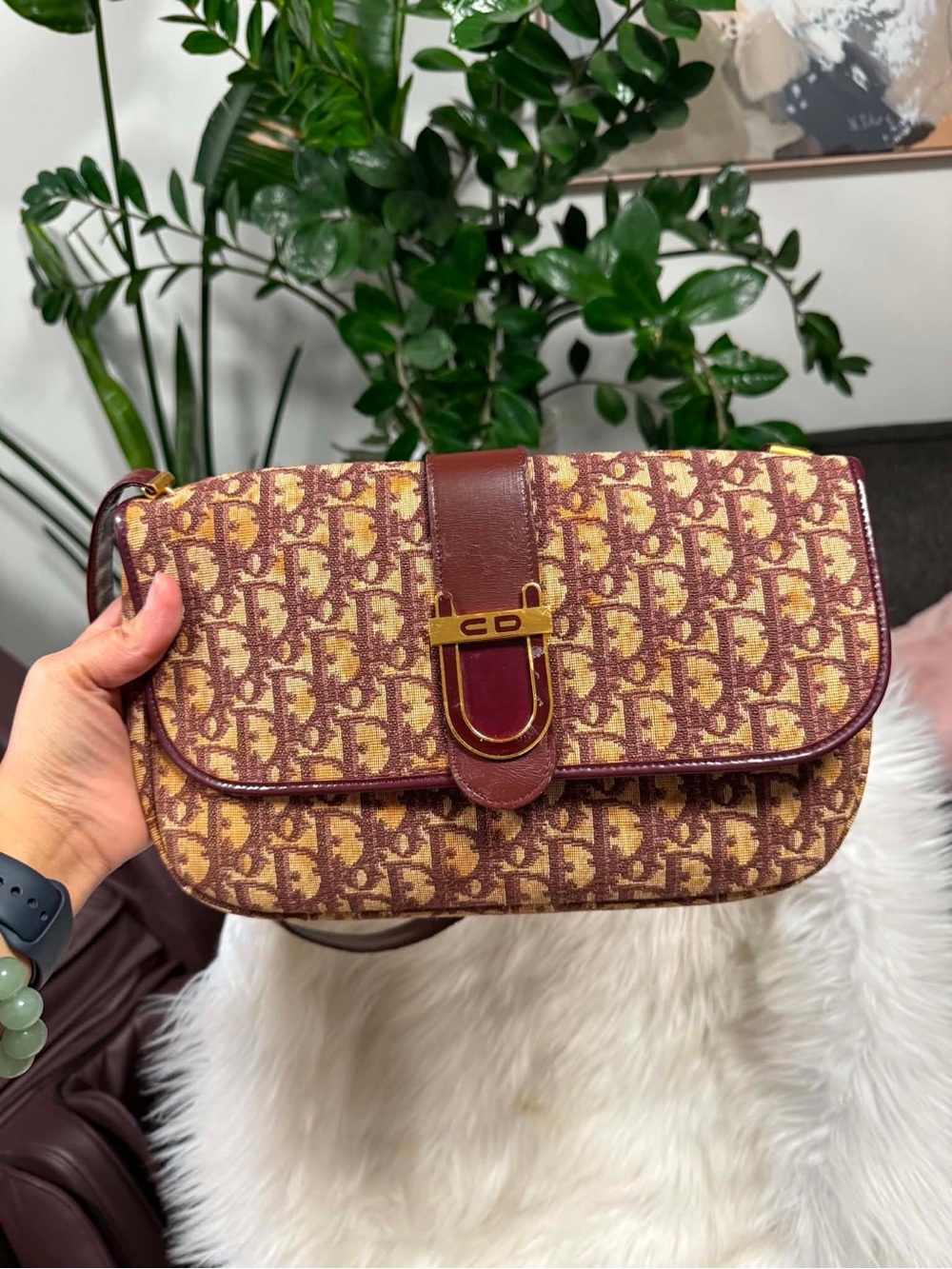 Authentic Dior Monogram Shoulder Bag/ Clutch Bag